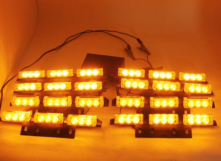 8 x 9 led amber auto van truck strobe flash light grill emergency lights 3 mode