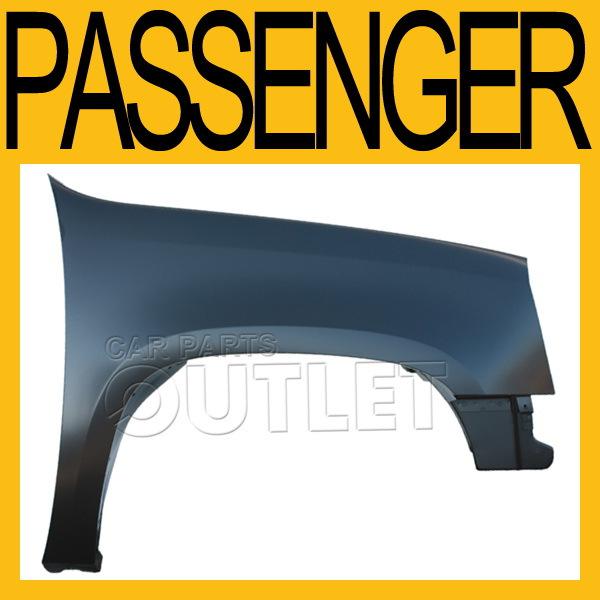 07-09 10 11 yukon xl front fender primered black steel w/o flare hole denali rh