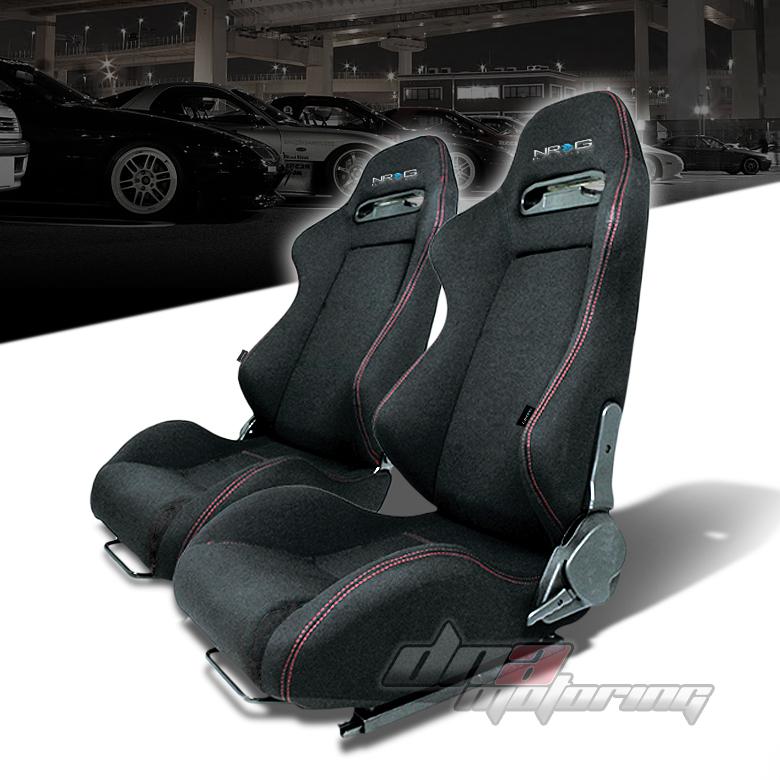 X2 nrg type-r black+stitch fully reclinable sports deep racing seat/seats+slider