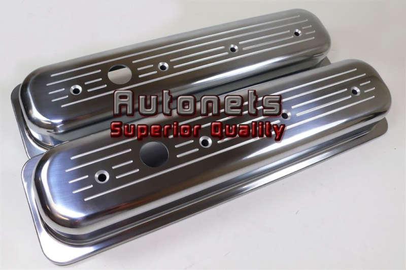 Sbc 305,350 center bolt polished aluminum valve cover ball milled short 5.0 5.7