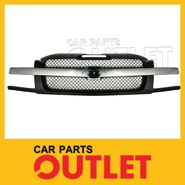 2002-2006 chevy avalanche w/body cladding grille raw black plastic w/chrome mldg