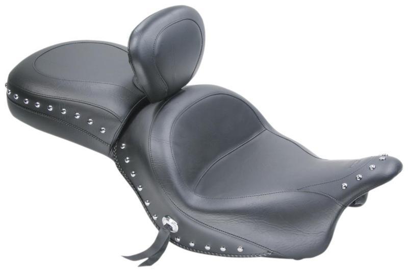 Mustang wide touring one-piece seat with driver backrest - studded  79416