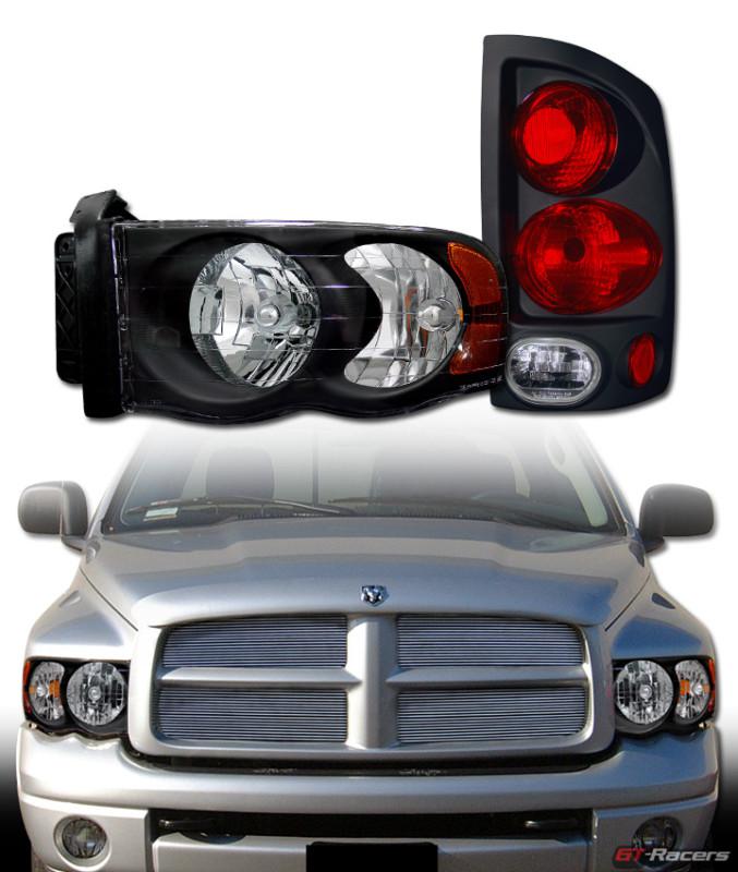 Black head lights signal amber dy+3d altezza tail brake lamps jy 02-05 dodge ram