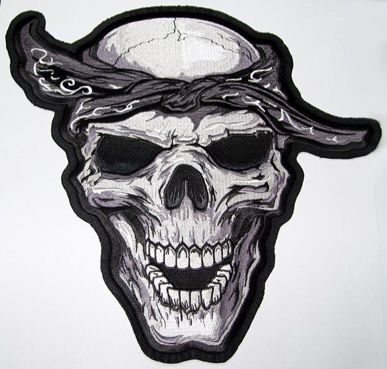 Bandana skull  motorcycle vest back patch 