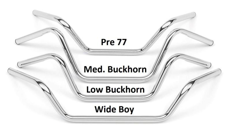 Bikers choice triple chrome 1in. handlebar - low buckhorn bend - dimpled