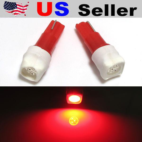 (2) brilliant red 5050-smd 37 73 74 t5/t4 led bulbs car gauge cluster lights