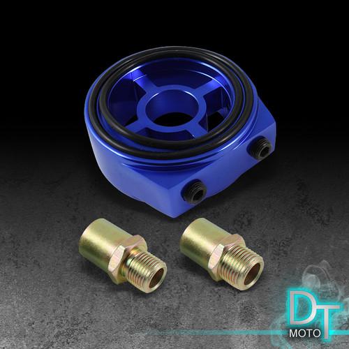 Blue aluminum oil filter sandwich adapter m20 threaded 3/4" x16unf