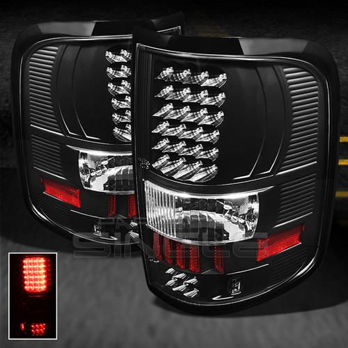 04-08 ford f150 pickup truck black led tail lights lamps left+right