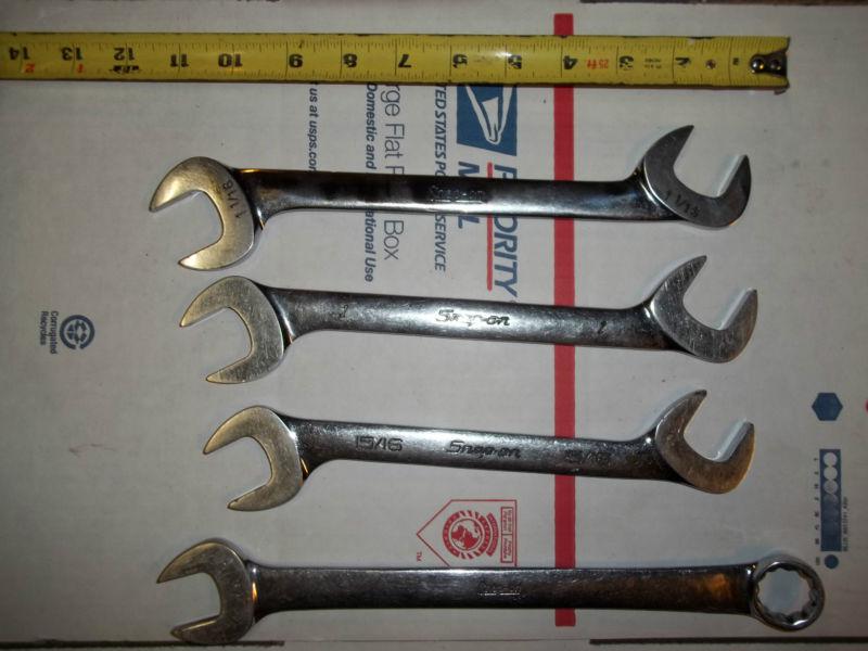 Snap on wrenches, 4 wrenches, 3 four way and 1 box end