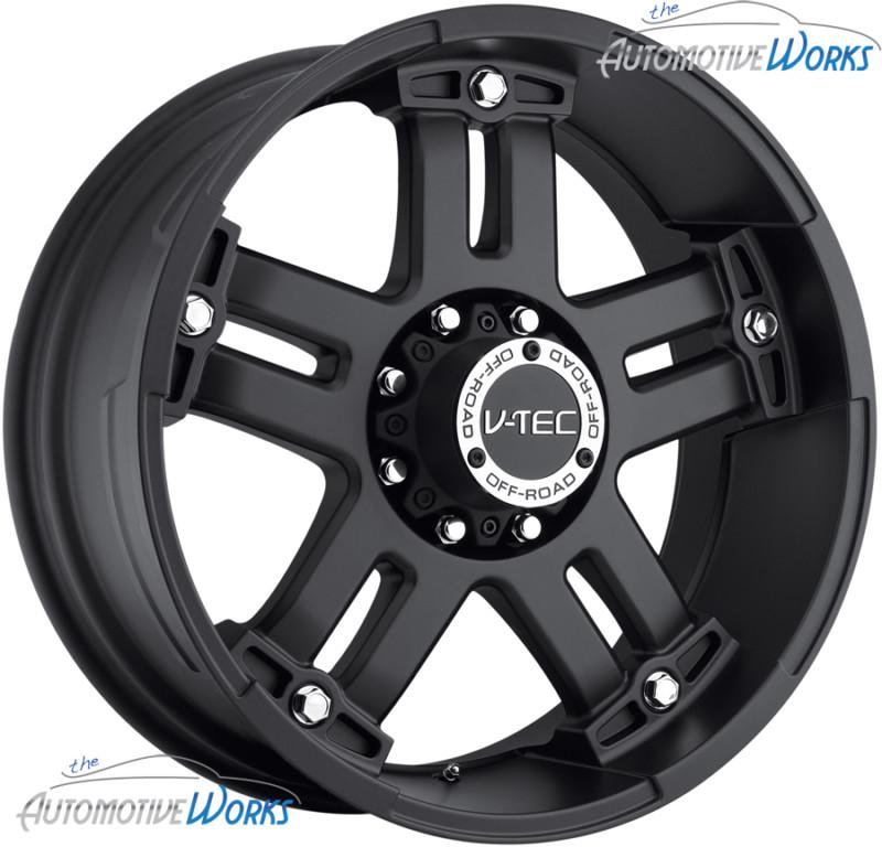 1 - 18x9 v-tec warlord 8x165.1 8x6.5 +25mm matte black wheel rim inch 18"