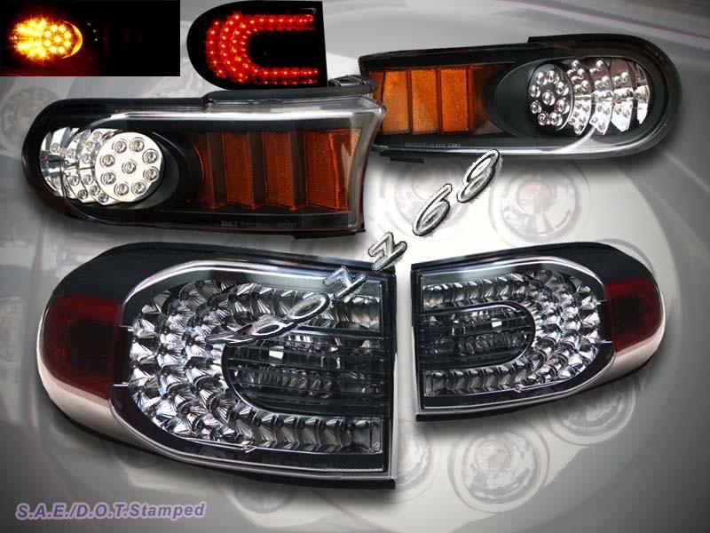 07-10 toyota fj cruiser led tail lights smoke + black amber led parking lights