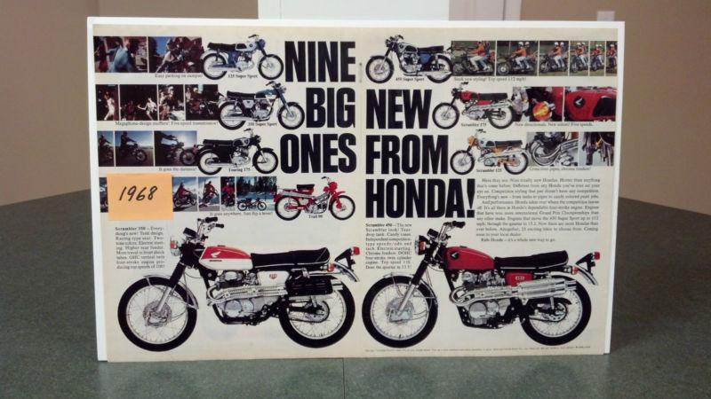 1968 honda full-line vintage poster -original trail 90 super sport scrambler 