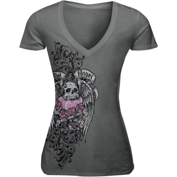 Lethal threat lethal angle skull womens t-shirt gray extra large xl lt20192xl