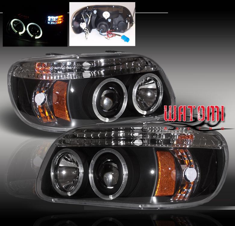 95-01 ford explorer led projector headlight black 98 99