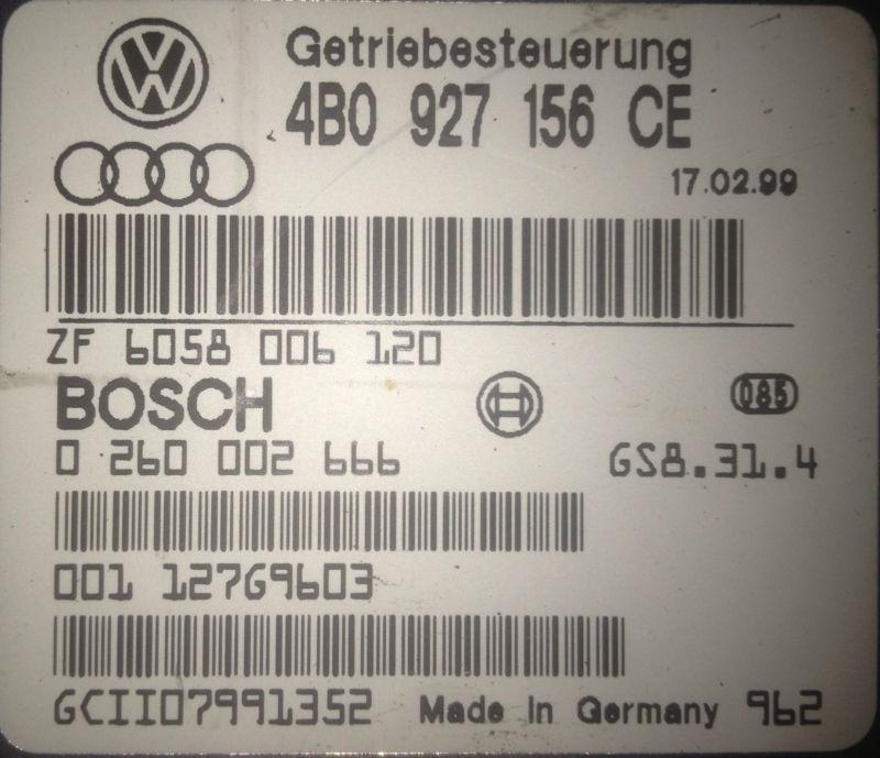 Audi a6 2.8 ekx transmission control module tcm tcu 00 01 4b0 927 156 ce