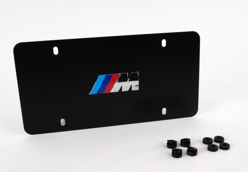 Bmw "m" logo front vanity license plate - black finish - genuine oem item