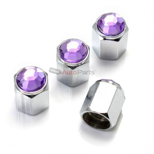 4 car-truck bling purple diamond crystal chrome tire/wheel air stem valve caps