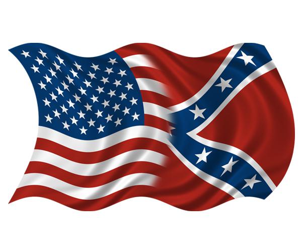 American confederate rebel waving flag decal 5"x3" usa vinyl sticker (rh) zu1