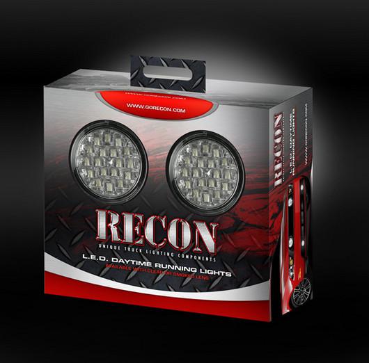 Recon 264152cl - led daytime running lights - round style - clear lens