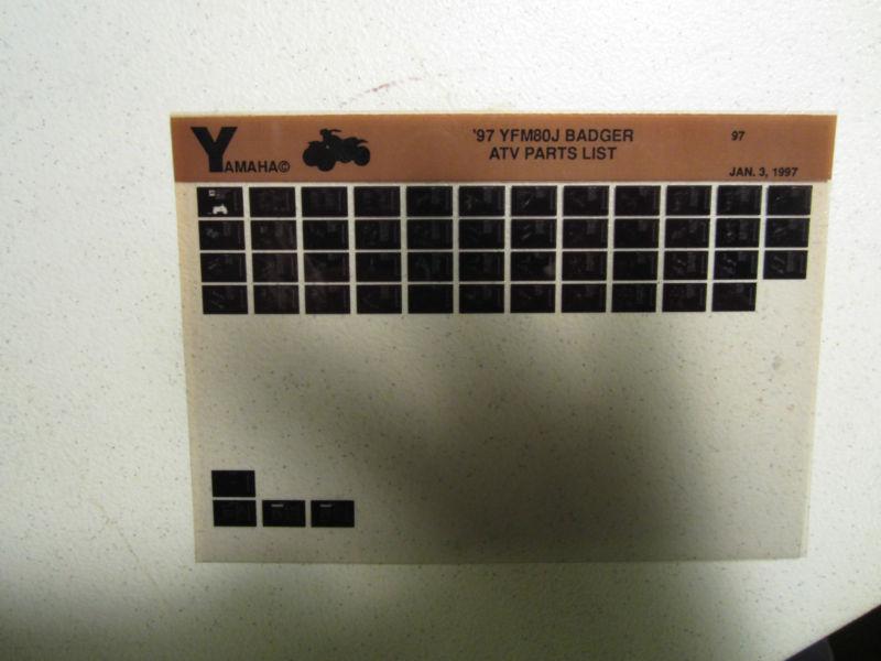 1997 yamaha atv yfm80j badger microfiche parts list catalog yfm 80 j