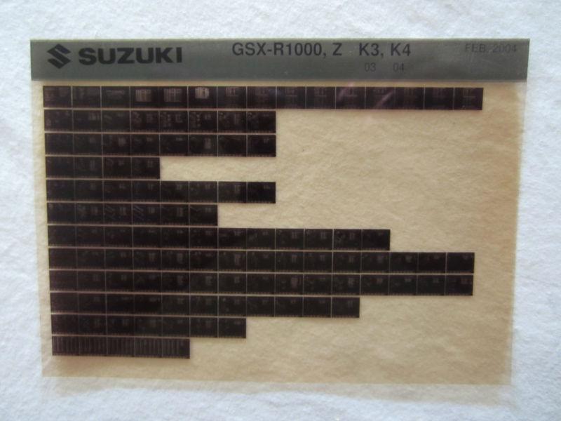 2003-2004 suzuki motorcycle gsx r1000 z k3 k4 microfiche parts catalog r 1000