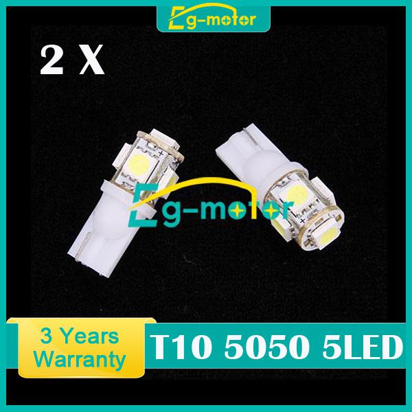 2pcs t10 5w5 white 5050 5 smd led 194 168 w5w wedge bulbs car tail light dc 12v