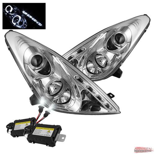 Slim ballast xenon 6k hid kit+00-05 toyota celica led halo projector headlights