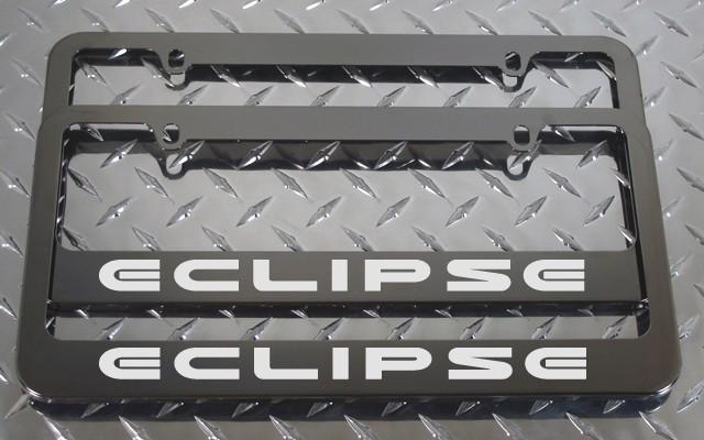 2 brand new mitsubishi " eclipse " gunmetal license plate frame + screw caps