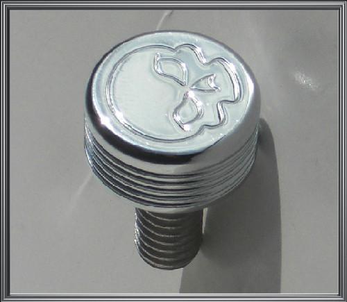 Chrome engraved "skull" custom cap & hex seat bolt for 1996 - 2013 harley models