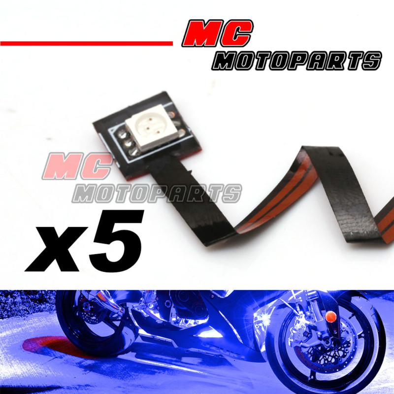 5 pcs blue mini tiny smd led 5050 12v strip lights for harley davidson