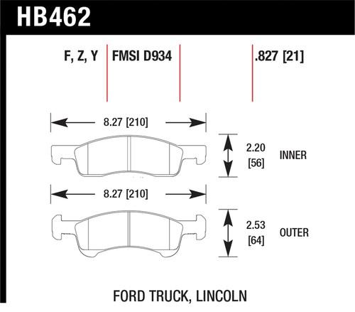 Hawk performance hb462y.827 disc brake pad 03-06 expedition navigator