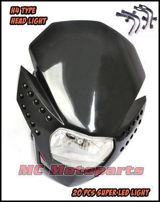 Black head light motorcycle dirt bike dual sport custom