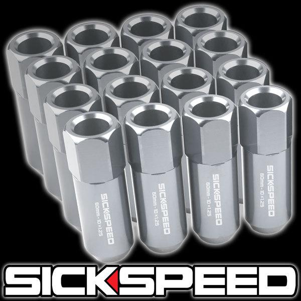 16 polished 60mm aluminum extended tuner conical lug nuts wheel/rim 1/2x20 z