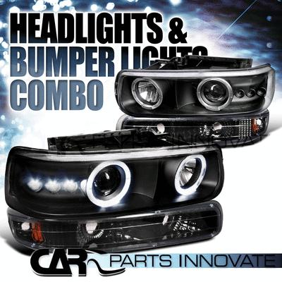 Chevy silverado tahoe suburban projector headlights w/ bumper lamps black