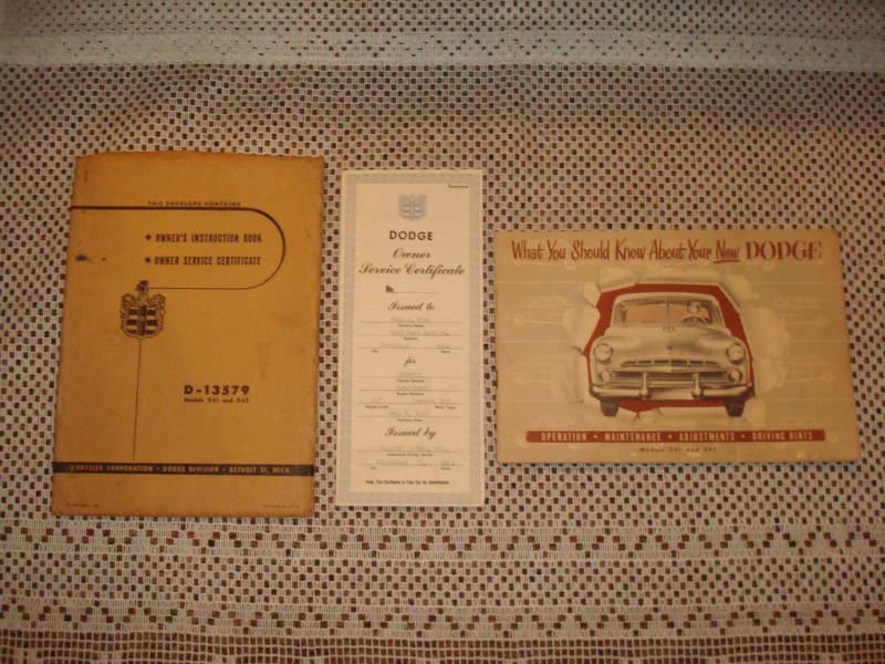 1951 52? dodge owners manual original glovebox book set