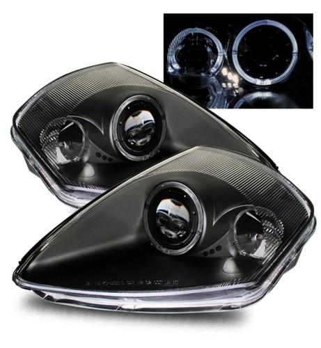 00-05 mitsubishi eclipse dual led 7000k angel eye halo black projector headlight