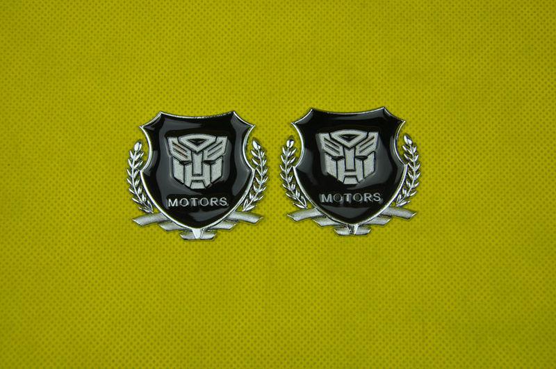 2x silver transformers autobot car chrome metal side trunk badge sticker emblem