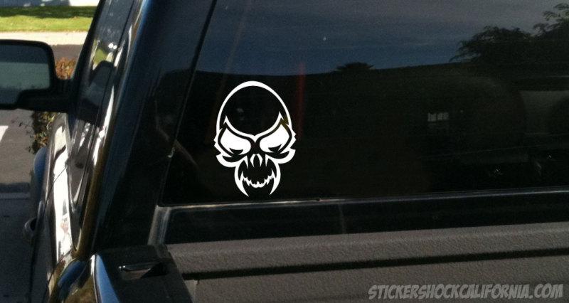 Tribal skull, skull,vampire skull, zombie white vinyl decal sticker