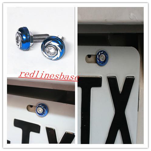  2 pcs  blue stainless steel license plate screws