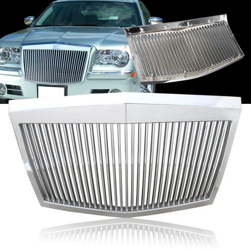 05 06 07 08 0910 chrysler 300 / 300c rolls-royce style abs silver vertical grill