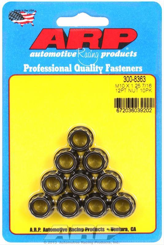 Arp nuts 12-point custom 450 black oxide 10mm x 1.25 rh thread set of 10