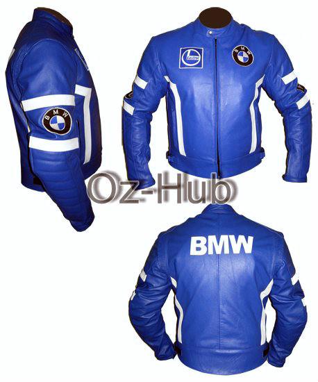 Blue motorbike orignal leather jacket ce approved armor any size