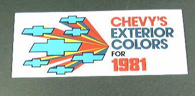 1981 81 chevy exterior color chips chart brochure