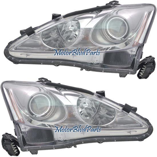 11-13 lexus is250 is350 sedan halogen headlamps headlights left + right pair