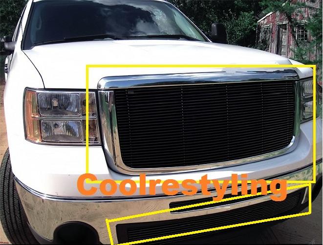 07 08 09 2010 gmc sierra 2500/3500 hd black billet grille combo inserts