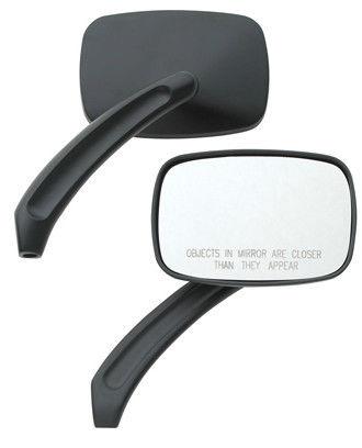 Black rectangular custom billet style mirrors for harley model softail sportster