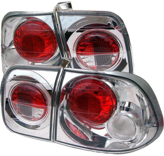 New spyder tail light set of 2 clear lens sedan honda civic 98 alt-yd-hc96-4d-c