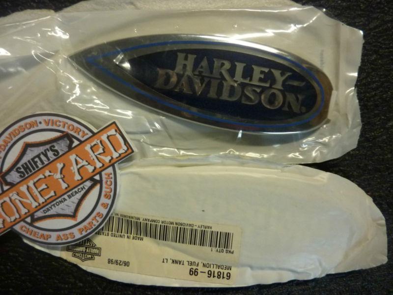 Harley-davidson flsts tank medallion / badge / emblem set  - blue