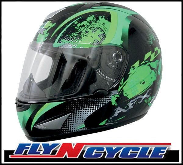 Afx fx-95 green stunt large full face motorcycle helmet dot ece lrg lg