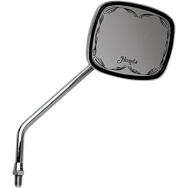 Emgo scrolled face mirror rectangular 10mm chrome fits honda